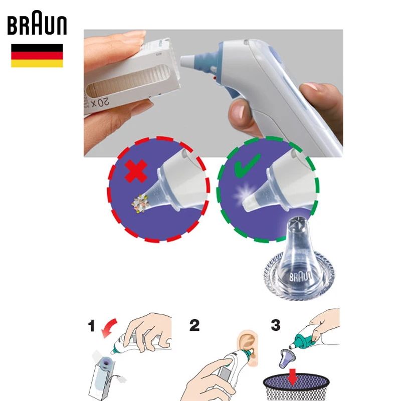 Braun ушной термометр объектив фильтр Замена термосканирования Чехлы Одноразовые термометры шапки 20 шт./кор
