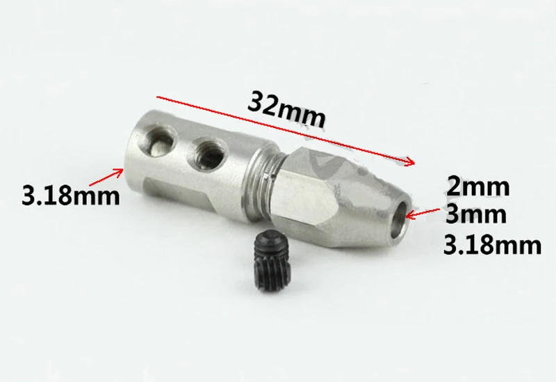 

1PC 3.18mm to 2/3/3.18mm Collet Coupler Motor Shaft Connector Stainless Steel Chuck Spare Parts for RC Boat Flex Cable