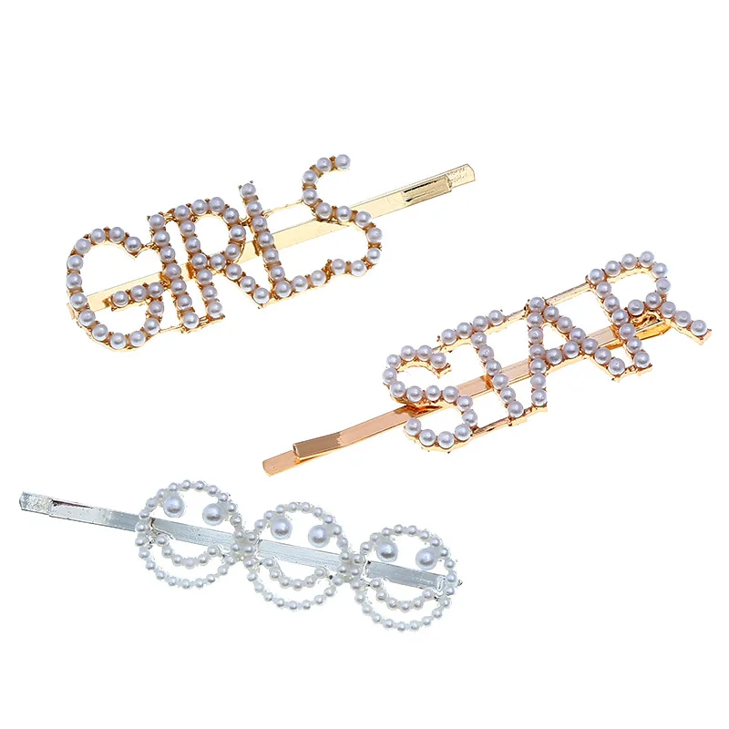 

Sweet Pearl Letter Hair Clip for Women Headdress Elegant Hair pin Word Hair Pins Girl Hair Stick Hair Styling Accessories