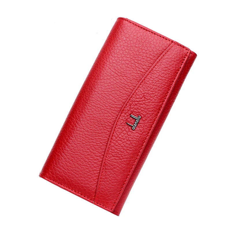 Cartera 100% de piel auténtica para monedero mujer monedero de alta calidad, bolso largo de mano para teléfono, color rojo carteras para mujer|leather wallet for leather walletleather wallet - AliExpress