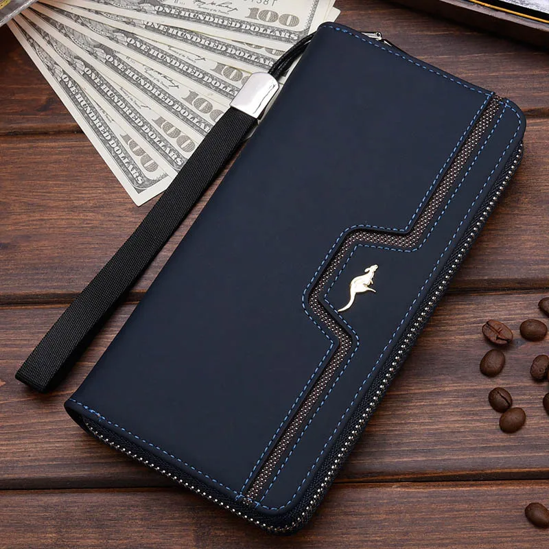 Blue C Мужской бумажник из искусственной кожи, повседневные мужские кошельки, высокое качество, мужской кошелек, длинный клатч, кредитный держатель для карт carteira masculina MWS184-3 - Цвет: Blue C