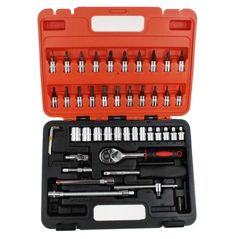 

46 Pcs Car Repair Tool Socket Set Car Repair Car Torque Wrench Combo Tool Box Kit (Red And Black)