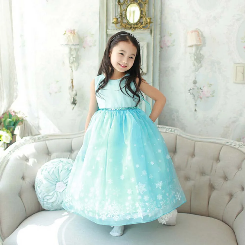 

Children kids costume lace toddler baby girls dress Blue Party Ball Gown princess Summer dress girls clothes 4 6 8 10 12 years