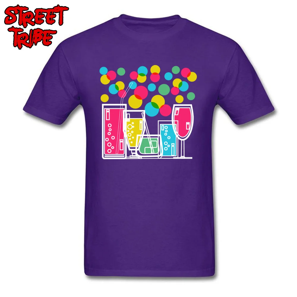 Tops T Shirt Normal Father Day Fitted Printed On Short Sleeve Pure Cotton O-Neck Men Tshirts Printed On Tops T Shirt cocktail party beer drink colorful bottle purple