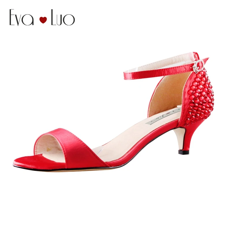 Red prom shoes low heel Clearance