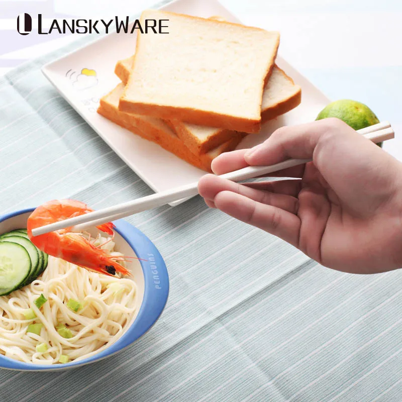

LANSKYWARE 10 Pcs/Set Chinese Reusable Bamboo Chopsticks Eco-Friendly Non-Slip Food Sticks For Sushi Salad Chopsticks Set