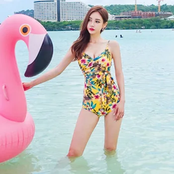 

Swimsuits For Women Swimsuit Bathing Suit Top Femme Bikini Set 2019 Swim Dress Closed Swimwear New Sexy 1838 Print Polyester