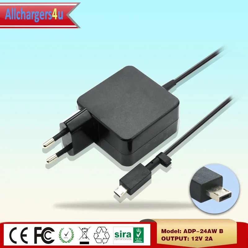 

Genuine AC Adapter 24W 12V 2A USB ADP-24AW B For Asus Chromebook C201 C100 C100PA C100PA-DB02 micro usb tip Laptop Charger