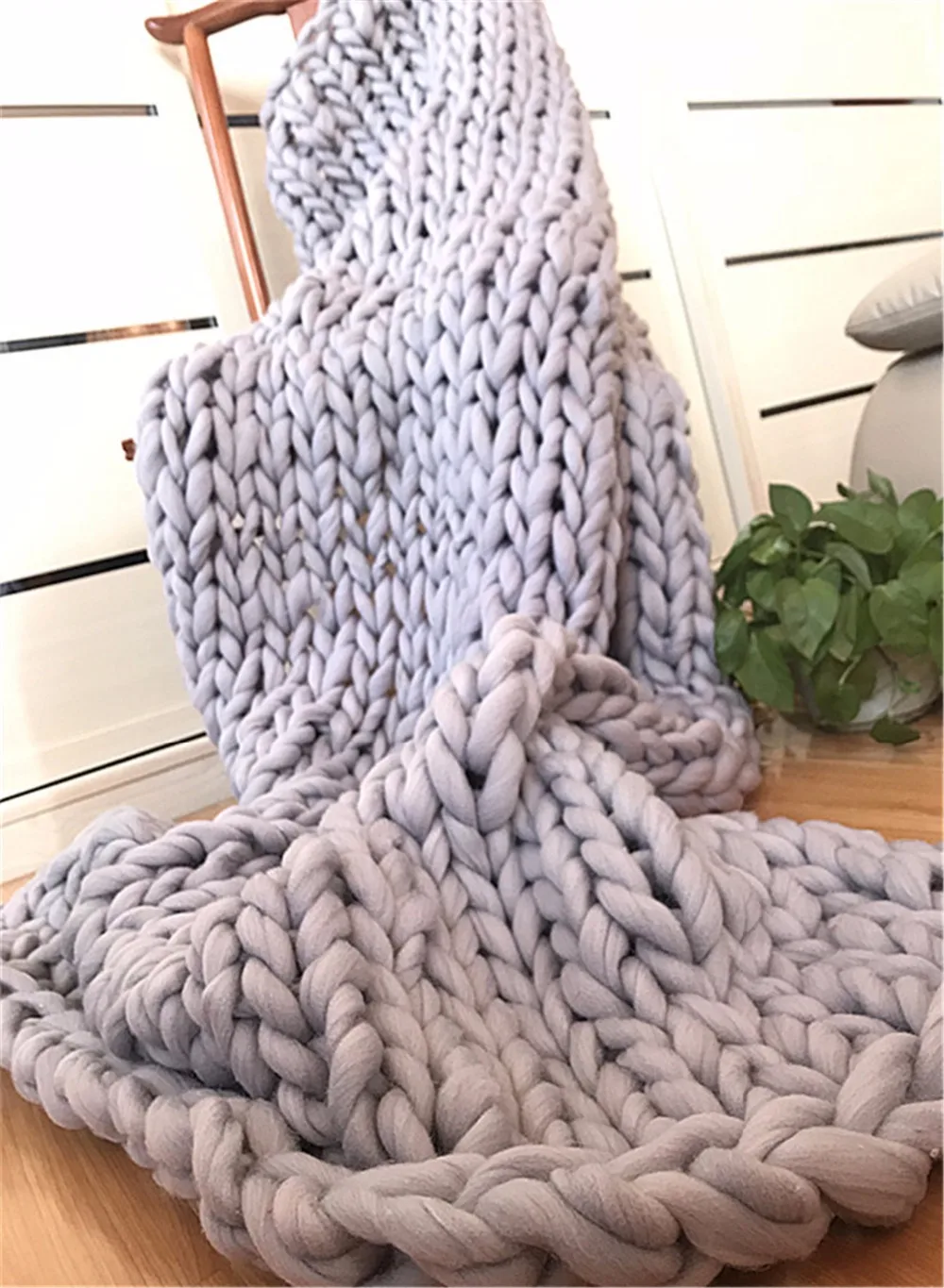 

Brand New Acrylic Chunky Knit Blanket Multicolor Rough Wool Hand Woven Blanket Carpet Autumn and Winter Sofa Bed Blanket