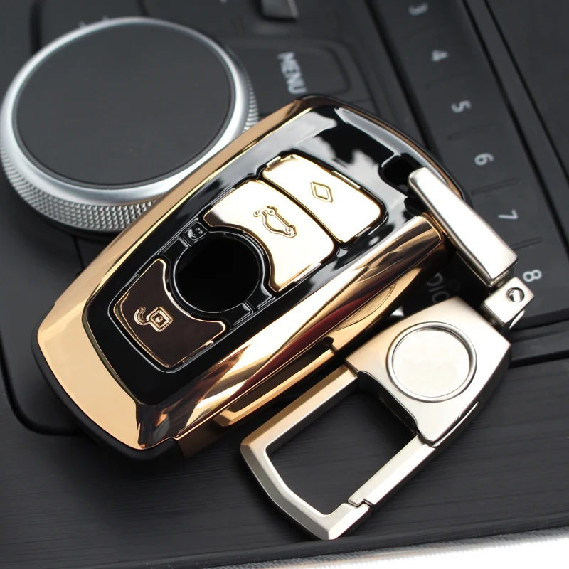 

AEING ABS Auto Car Key Shell Case Cover Holder With Keyring Key Ring Chain Buckle keychain For BMW F07 F10 F11 F20 F25 F26 F30