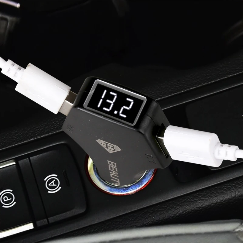 USB Car Charger outlet with Dual 2 usb ports cigarette lighter socket splitter plug power adapter for fast mobile Phone charging