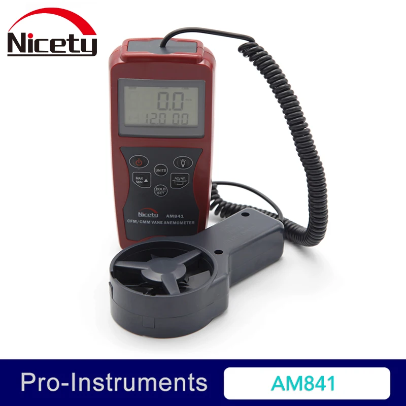 

Nicety AM841 Handheld Digital Anemometer Wind Speed Meter & Temperature Measuring Air speed Temperature with CMM/CFM GR