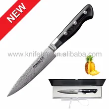 Huiwill marca damasco 5 “japonés vg10 cuchillo pequeño cuchillo de verduras cuchillo de cocina de acero de carbono con mango g10