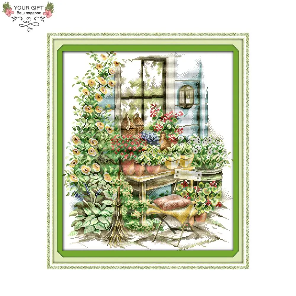 

Joy Sunday F693(2) 14CT 11CT Counted and Stamped Home Decor Spring Garden Needlepoints Embroidery Cross Stitch Kits