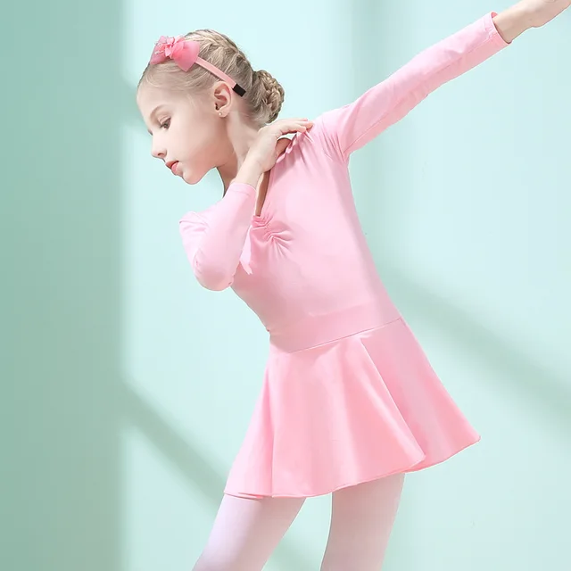 Children's dance clothing cute long sleeved girl dance skirt children