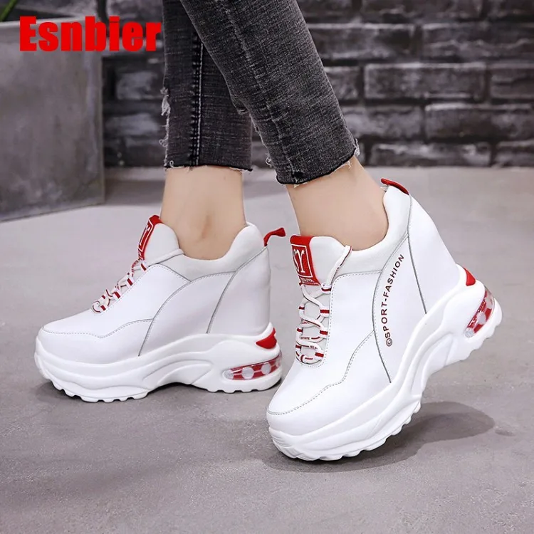 

2019 Autumn Women Wedges Shoes High Top Fashion Women Casual Shoes Female Height Increasing Platform Women Sneakers