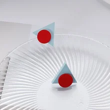 Ретро простые деревянные красные круглые треугольные геометрические серьги-гвоздики для женщин, ювелирные изделия ручной работы, женские серьги