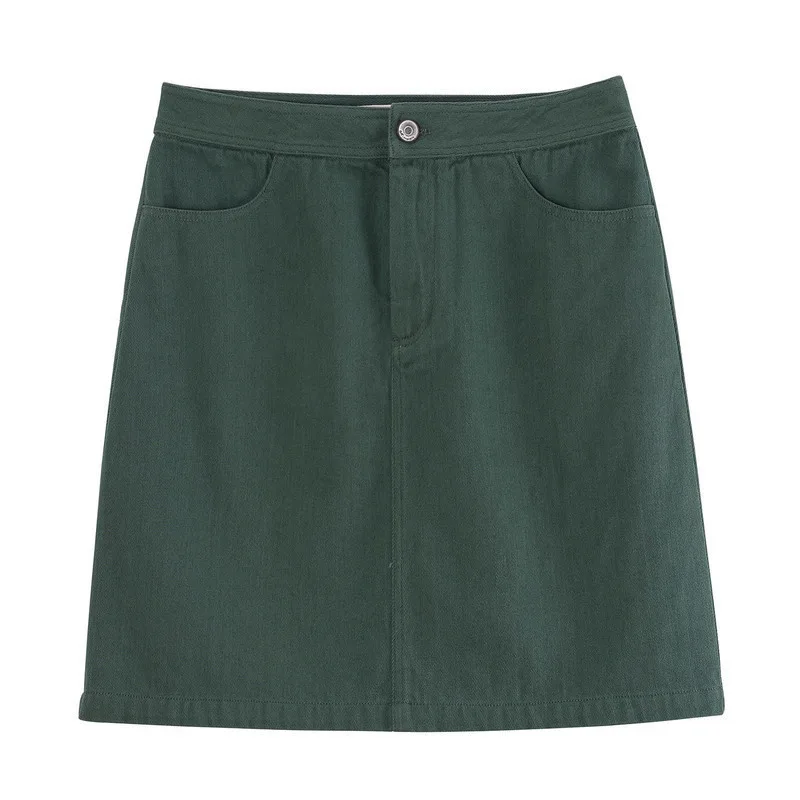 INMAN, весна, Новое поступление, высокая талия, ретро художественный стиль, Корейская Студенческая короткая юбка с подкладкой - Цвет: Fruit Green