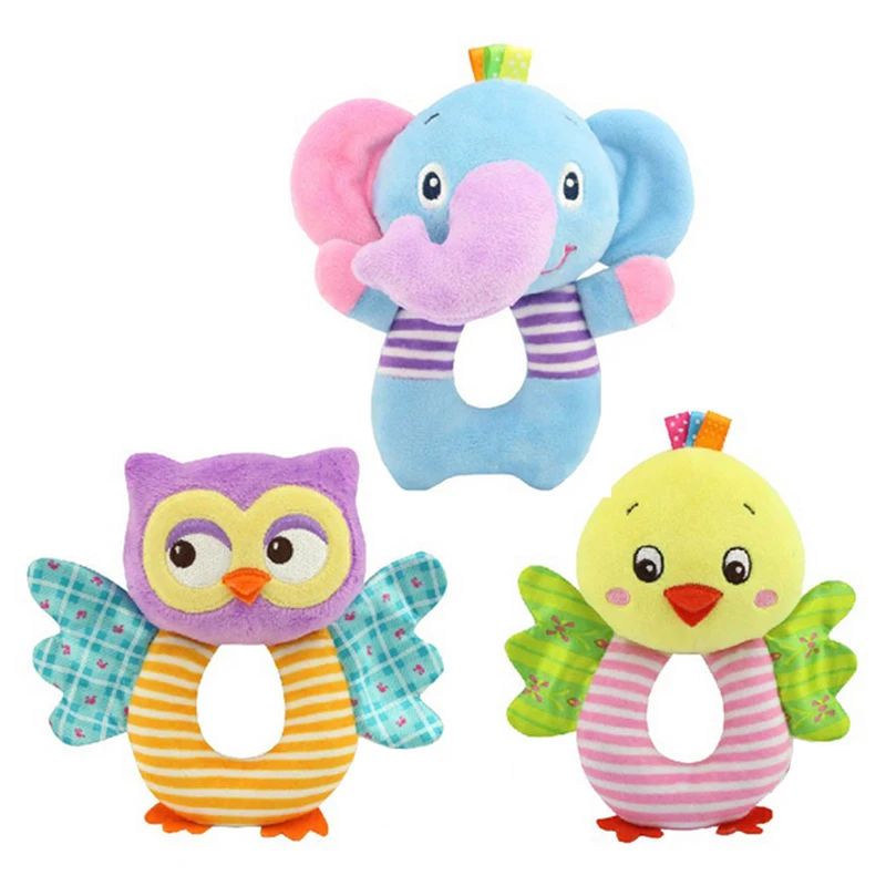 

Newborn Baby Toys 0-12 Months Cartoon Animal Owl/Elephant Baby Boy Girl Rattles Hand Bell Infant Toddler Plush Toys jouet enfant
