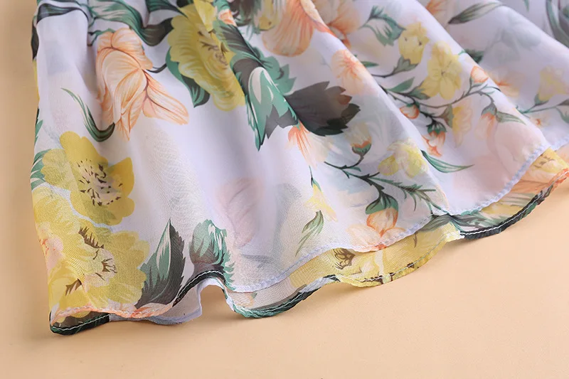 Chic women's V neck Chiffon dress Summer brand new design floral print ruffles dress A525