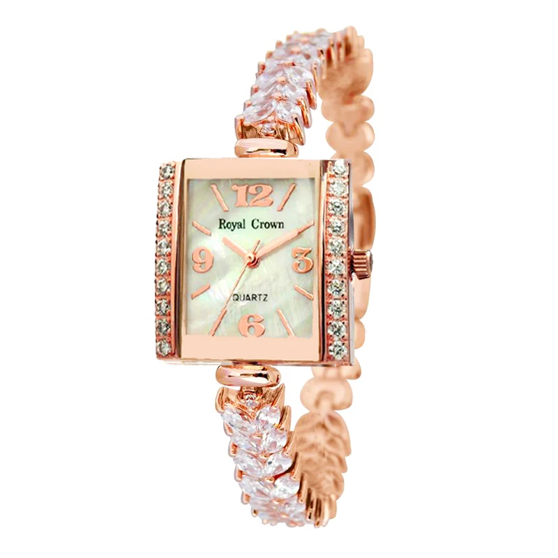 Royal Crown Lady Women's Watch Japan Quartz Jewelry Hours Fine Fashion