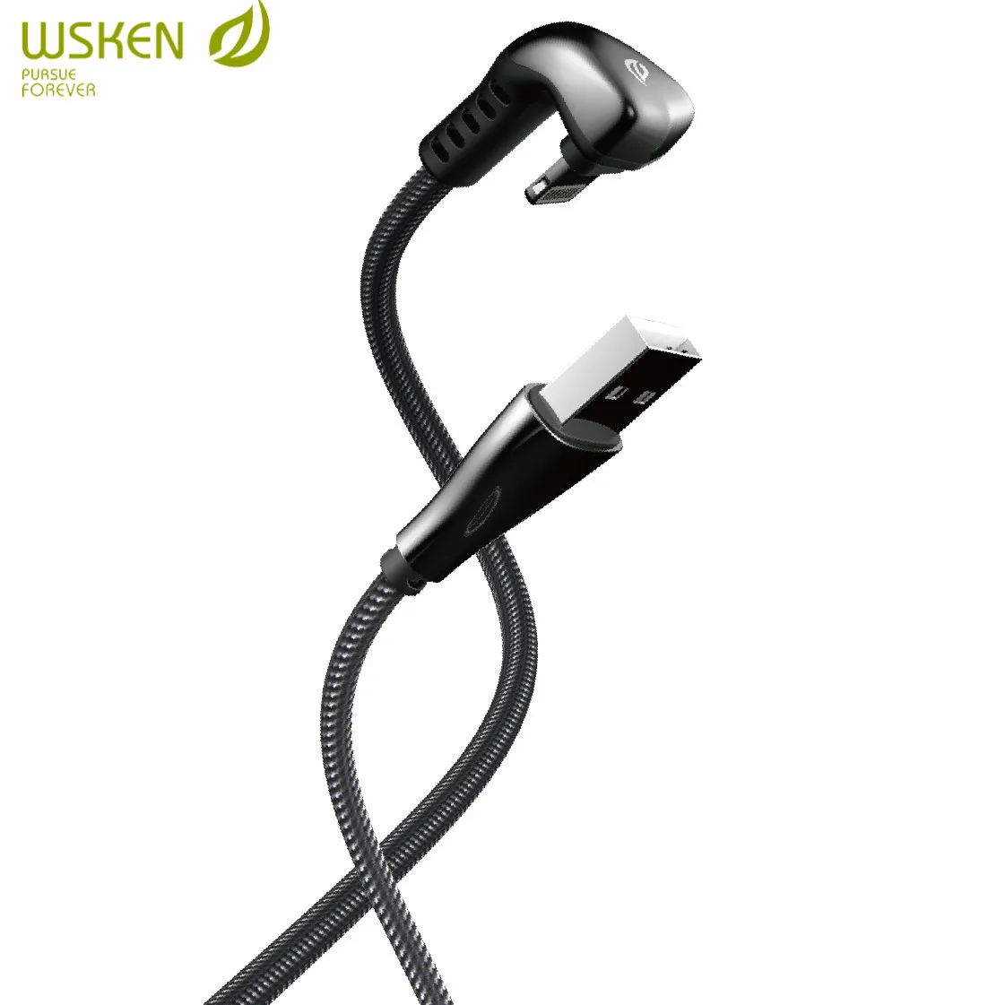 Beste WSKEN U vormige voor iphone charger 2 m Diamond Kabel 2 m Verlichting USB Geweven Data Sync Oplaadsnoer voor iphone i Pad iPod kabel