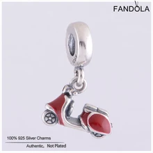 Подлинное серебро 925 пробы красный скутер Висячие Бусины Подвески для изготовления ювелирных изделий Подходит для женщин оригинальные браслеты ожерелья