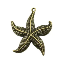 2 шт. античная бронза, античное серебро, античное золото Большая подвеска Морская звезда Шарм Большая подвеска Морская звезда большая рыбка Шарм 43x50 мм