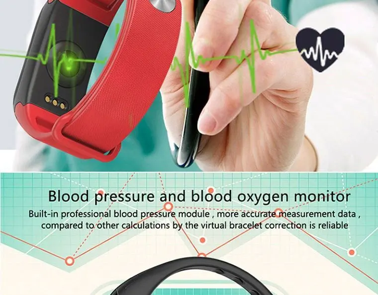  2018 Smart Fitness Bracelet Activity Tracker Wristband Bracelet Blood Pressure Oxygen Heart Rate IP67 Waterproof PK K1 miband 2