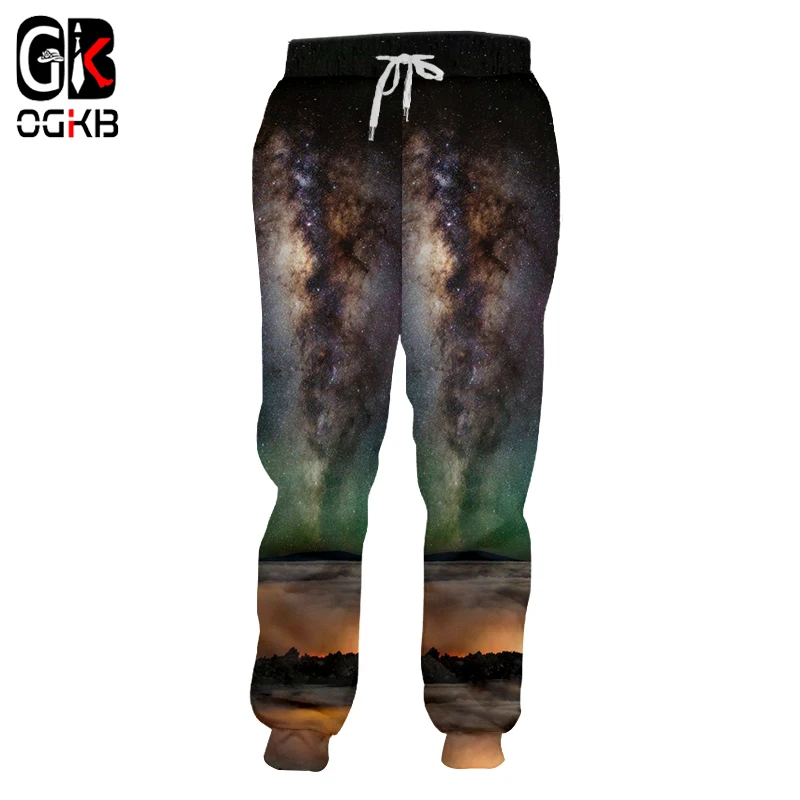 

OGKB 3d Print Nightfall Space Jogers Pant Men/women Funny Sweatpants 2018 New Trousers Jogger Elastic Waist Pants Dropship