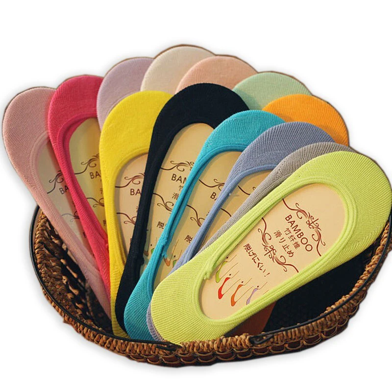 5 Pairs Fashion Spring Summer Invisible Boat Socks Women Funny Slippers Thin Shallow Colors Sexy Mouth Bamboo Fiber No Show Sock | Женская