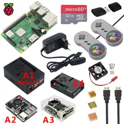 Оригинальный Raspberry Pi 3 Model B Plus WiFi и Bluetooth + чехол + вентилятор + блок питания + радиатор для Raspberry Pi 3B Plus для Retropie