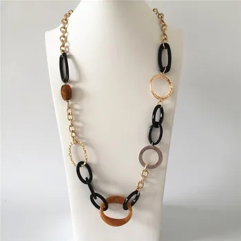 

CASUAL GOLD COLOR PLATING CIRCLE LINKED LONG NECKLACE FOR WOMEN