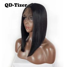 QD-Tizer короткие волосы боб синтетические кружевные передние парики Черный Цвет Детские волосы натуральные волосы Передние парики шнурка для черных женщин
