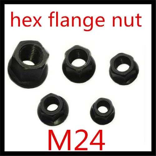 

4pcs/lot High Quality Factory Direct Sale steel with black oxide m24 hex flange nut