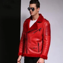 Akrasanee осенние и зимние натуральная кожа овчины шерсть цельный Для мужчин Натуральная кожа Одежда Мужская Натуральная кожа пальто с мехом