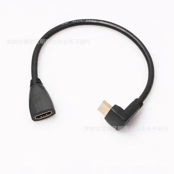 

10pcs/lot 90 Degree Elbow HDMI Adapter Data Extension Cable Male to Female Black 30cm for TV Monitor Projector