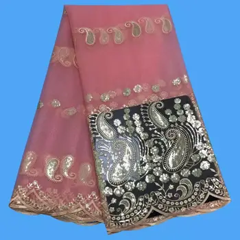 

Nigerian lace Fabric 2016 Embroidered African Cord Lace Fabrics With Sequins High Quality Nigerian White Wedding Dress FL78