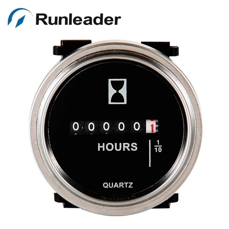 

Runleader Round snap in DC 6-80V Hour Meter for zero turn riding mowers gear drive walk behind mower ride on blower
