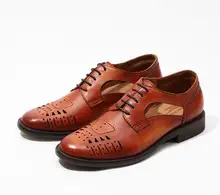 Sapatos Brogue dos homens sapatos de couro genuíno esculpidas sheos vestido smart casual sandálias gladiador cut-outs de verão respirável flats loafers