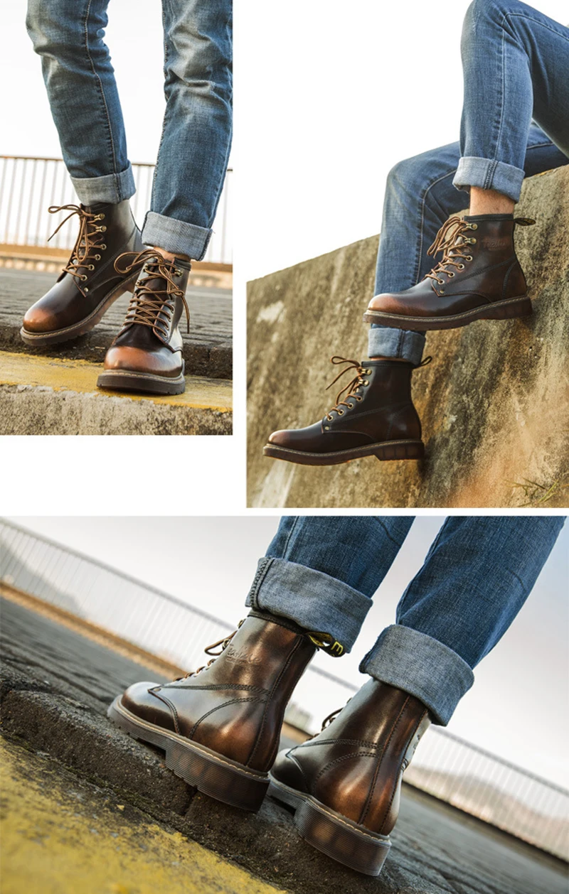 Мужские ботинки martin; мужская кожаная обувь в американском стиле; ботинки-дезерты; уличная Военная обувь; походная обувь