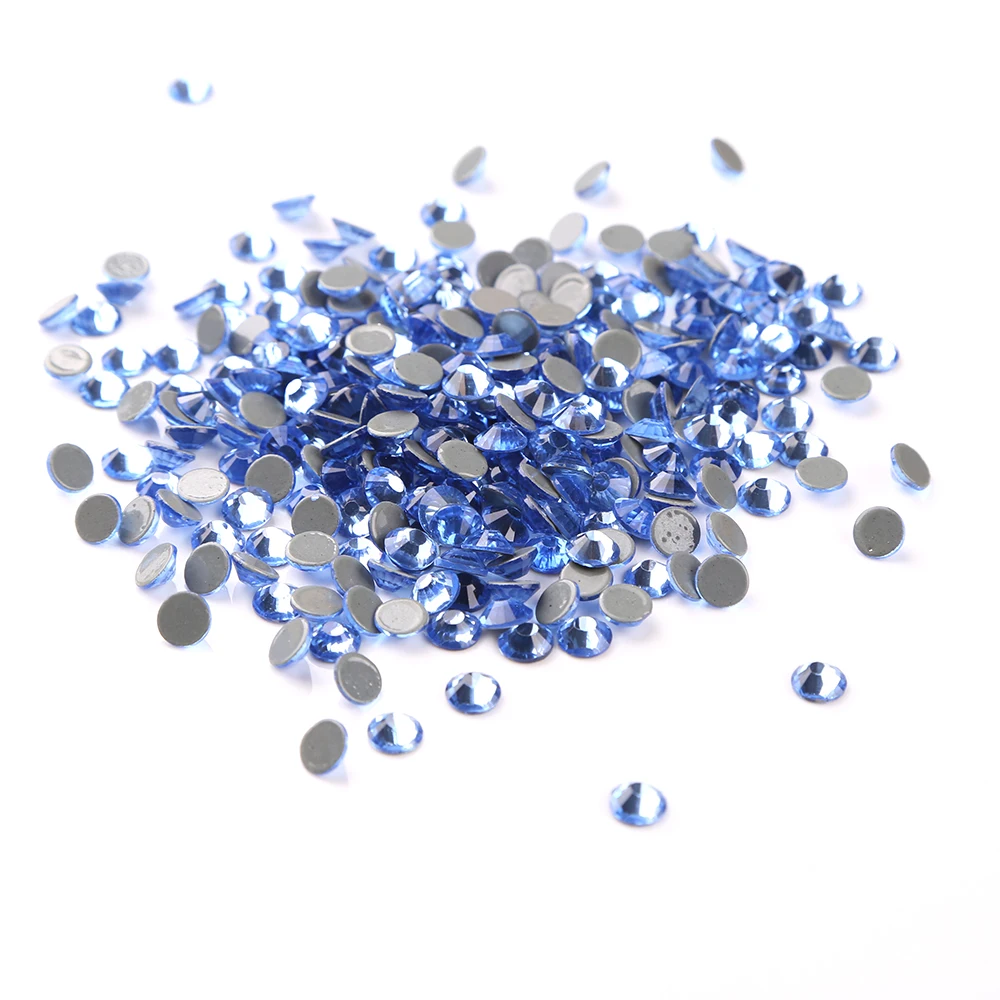 

SS6-SS20 1440pcs/Bags,,Lt Sapphire SS30(288pcs/Bag),Glass Crystal Hot Fix Rhinestone,Grey Flatback Hotfix Stone For Garment