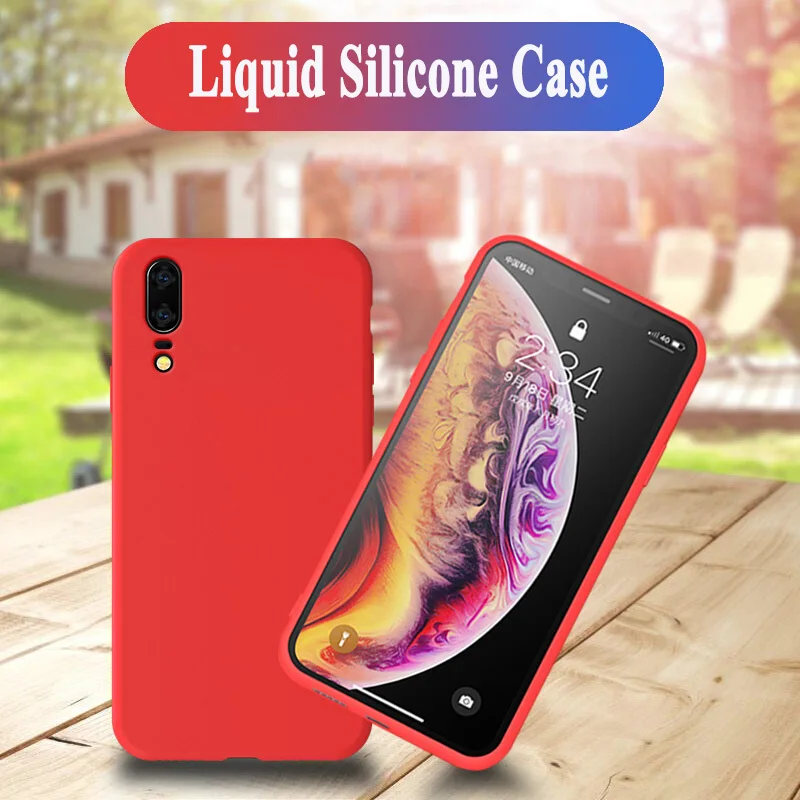 

Original Soft Liquid Silicone Case for Huawei Mate 20 Lite 10 Pro Microfiber Leahter Cover Protective for Huawei P20 Lite Pro
