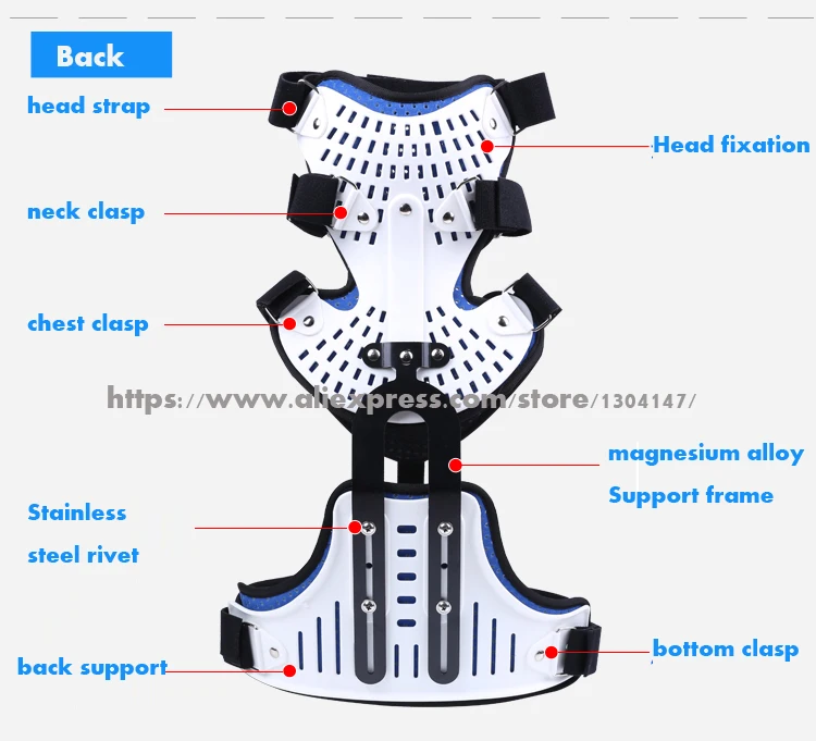 Medical Head Neck Chest Orthosis Adjustable Cervical Thoracic Orthosis U Lumbar Support Fixation Adult Cervical Corrector Brace