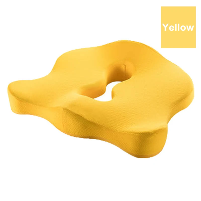 PurenLatex Memory Foam Cushion on Chair Protect Orthopedic Pillow Coccyx Cushion Pad Car Seat Mats Prevent Hemorrhoid Treat - Цвет: Yellow