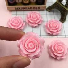 Смола розовый цветок, смола кабошон с плоской задней поверхностью для волос лук центр, телефон украшения DIY(28 мм