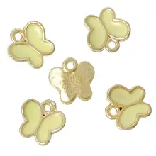 DoreenBeads aleación de metal de Zinc colgantes mariposa color dorado esmalte amarillo pálido 8mm (3/8 ") x 8mm (3/8 pulgadas), 2 piezas 2017 Nuevo(China)