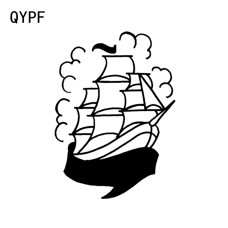 QYPF 11,5*16 см крутой парусник океан Декор автомобиля стикеры аксессуары светоотражающие черный серебристый винил C16-1024