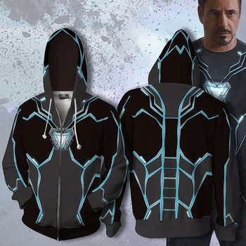 

3D Printed Avengers Endgame Iron Man Sweatshirts Cosplay Hoodies Long Sleeve Zipper Jacket Adults Unisex Hiphop Coat S-5XL