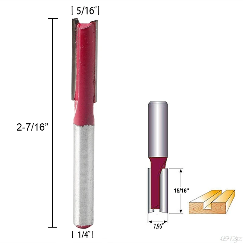 

1/4 "Shank 5/16" Blade Woodworking Double Flutes Straight Router Bit Cutter New Drop ship